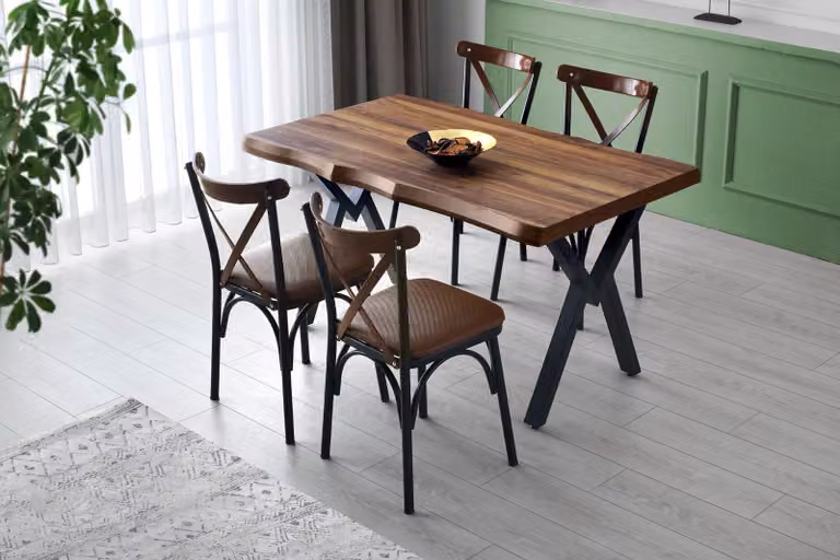 Skye Decor, tavolo da pranzo di alta qualità (composto da 3 elementi) in noce, 140 cm, 100% melaminico | 12345