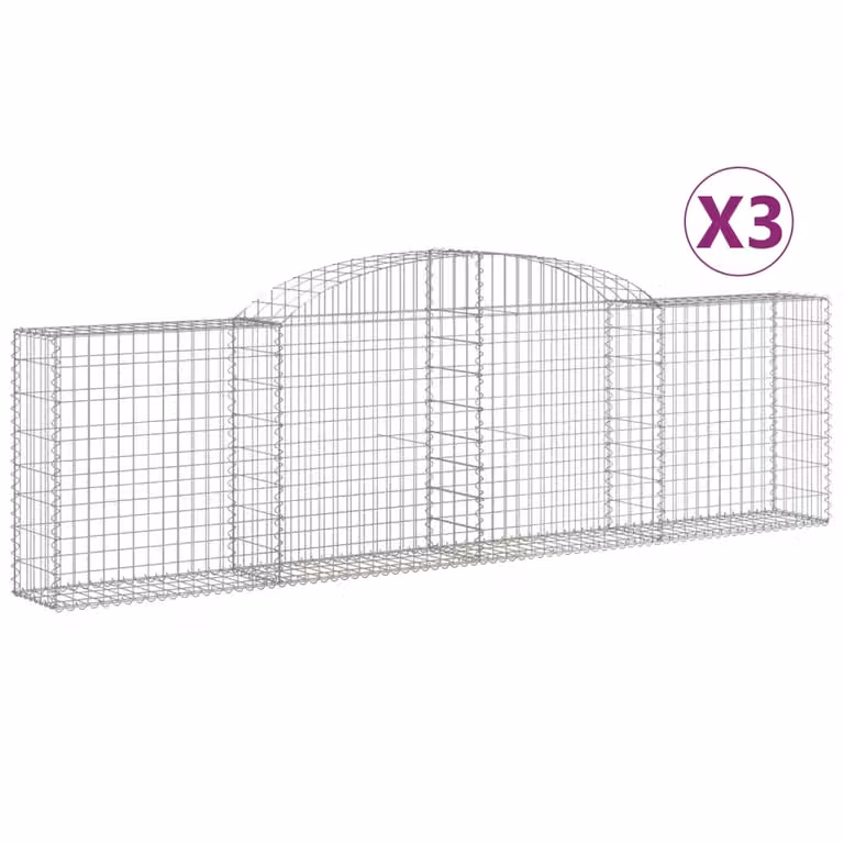 Cesti Gabbioni ad Arco 3 pz 300x30x80/100 cm Ferro Zincato
