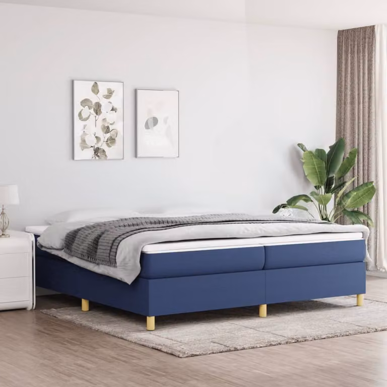 The Living Store Box spring bed Blue 200x200 cm Tessuto