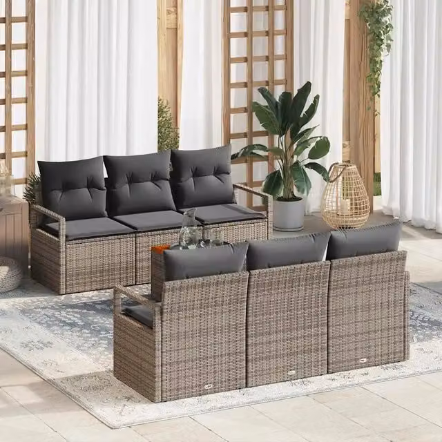 Set Divano da Giardino 7 pz Grigio polyrattan 3347650