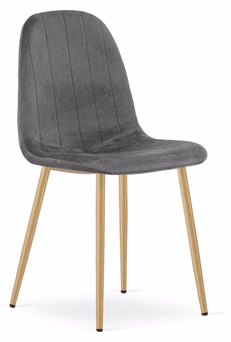Sedia Padva in velluto grigio scuro con gambe effetto rovere