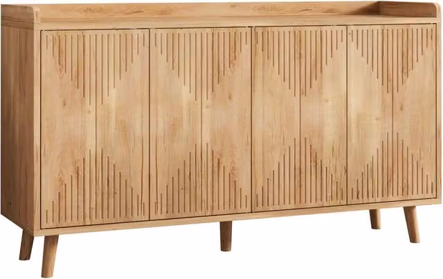 Sideboard in MDF con 4 porte e ripiani regolabili, 140 x 40 x 84 cm, mobile contenitore per soggiorno e sala da pranzo