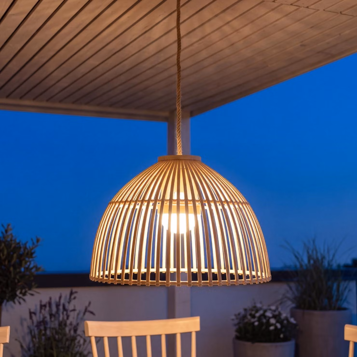 Lampada a LED a sospensione per esterni con dimmer H: max. 330,5 cm IP54 Beige rotonda 2700 K bianco caldo 900 lm Moderna lampada per esterni
