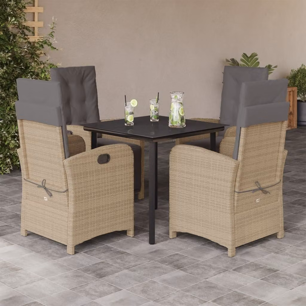 Maison Exclusive - Set da pranzo da giardino 5 pezzi con cuscini, miscela di polyrattan beige