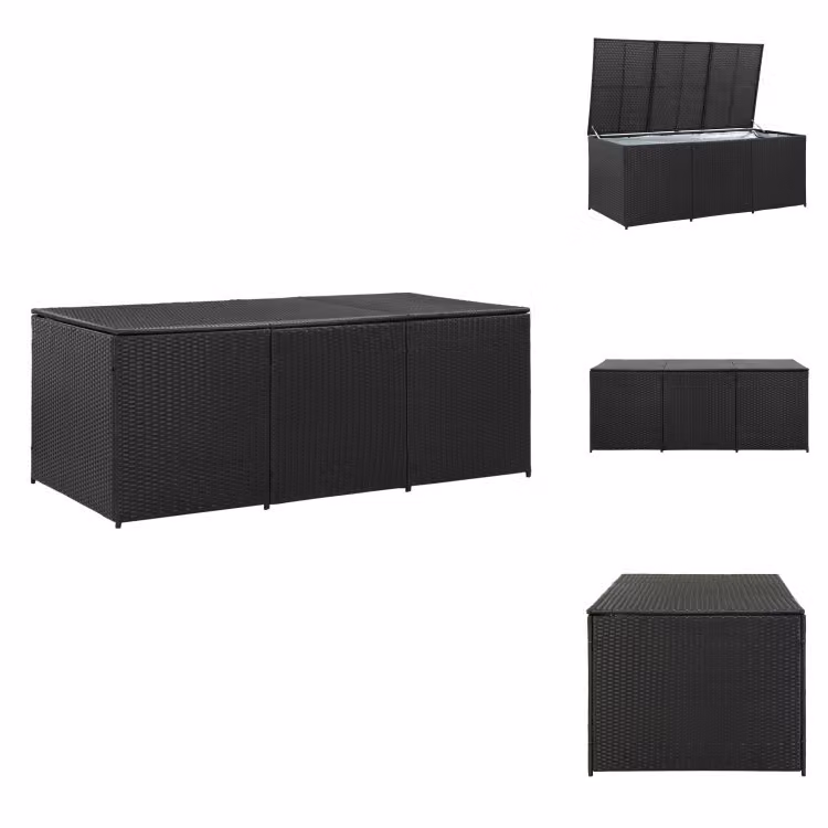 vidaXL Cassetta da giardino in poly rattan 180x90x70 cm nero - Cassette da giardino