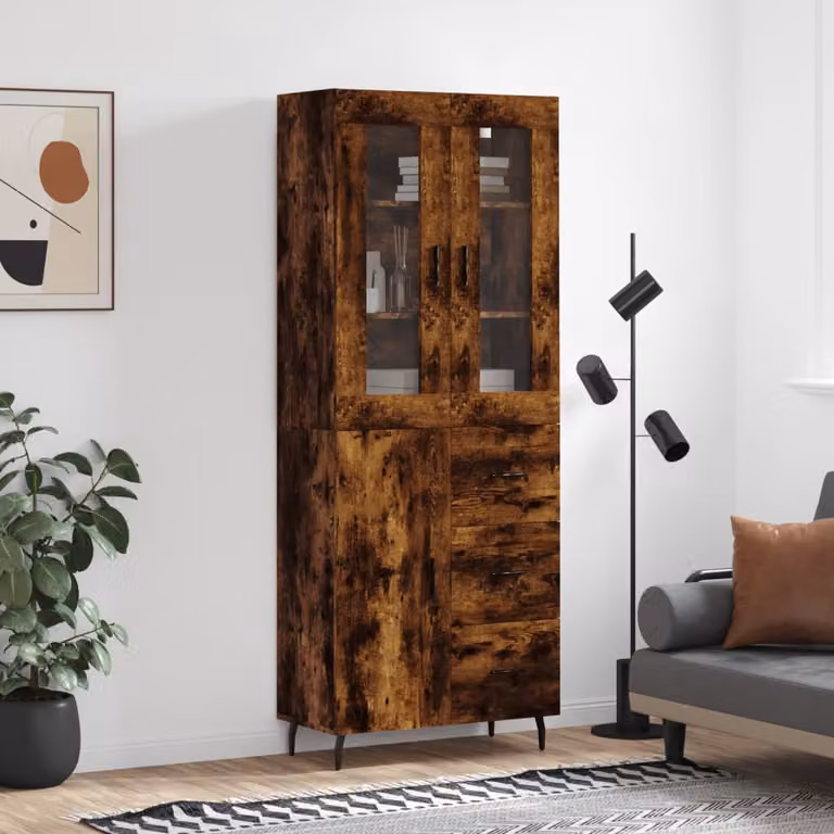 Credenza vidaXL in Rovere Fumo con Ante a Battente e Ripiani Interni, L/P/H: 69,5 x 34 x 180 cm