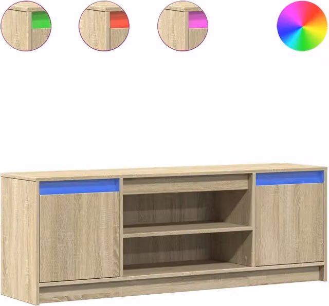 Mobile TV moderno DESIGN IN in Rovere Sonoma con illuminazione LED integrata, L: 139,5 cm, P: 34 cm, H: 50 cm
