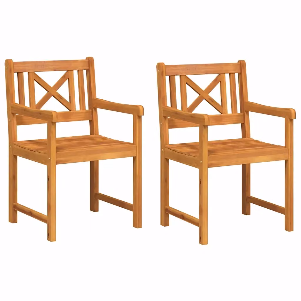 Set di 2 sedie da giardino vidaXL in legno di acacia massello naturale con braccioli, colore marrone – 2