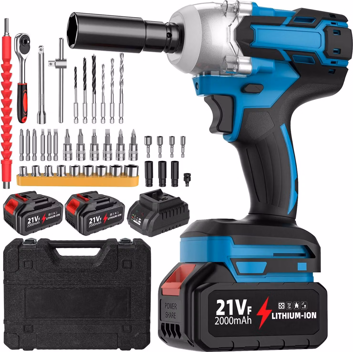 Trapano avvitatore a batteria - 16,8V, trapano avvitatore a batteria - coppia di 380 Nm, motore brushless, 2 batterie da 2000 mAh, cambio a 2 velocità, 23 livelli di coppia, spina europea