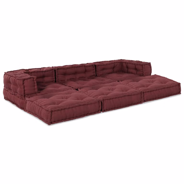 Unità di divano modulare vidaXL in tessuto rosso per soggiorno o esterno, L/P/H: 210 x 70 x 56 cm