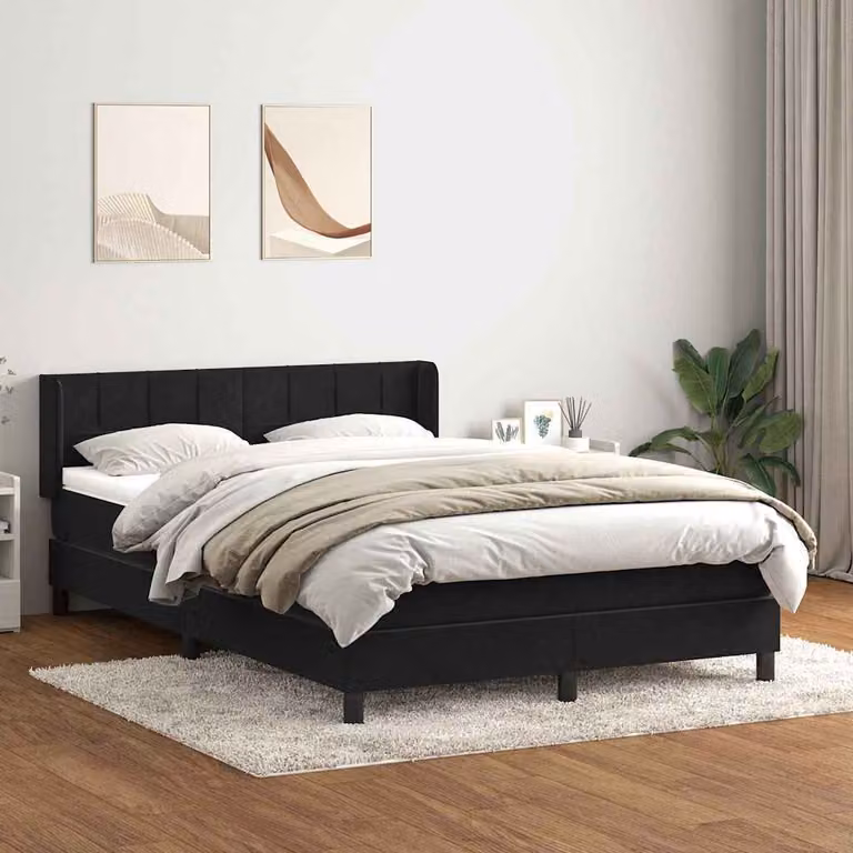 Maison Exclusive - Letto boxspring con materasso nero 160x210 cm velluto