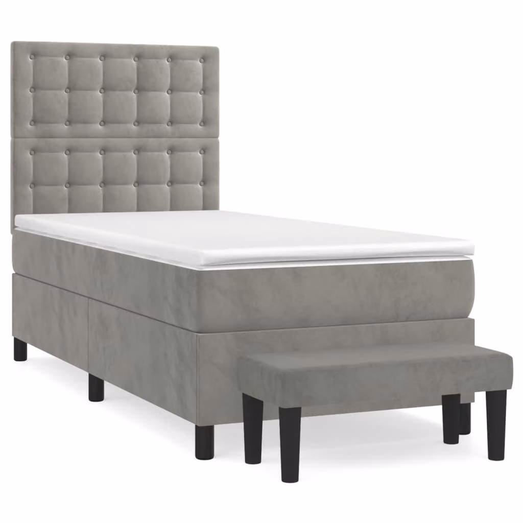 Giroletto a Molle con Materasso Grigio Chiaro 80x200 cm Velluto