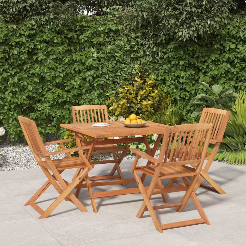 vidaXL Set da Pranzo per Giardino in Legno di Acacia Marrone, 5 Pezzi