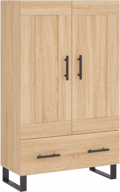 Mobile contenitore buffet credenza moderno in legno ingegnerizzato color rovere Sonoma e marrone, L: 115 cm, H: 69,5 cm, P: 31 cm