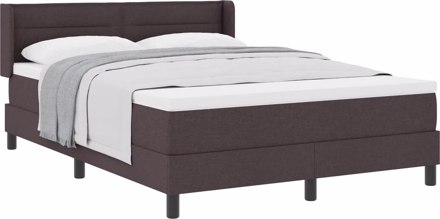 Letto a molle con testiera Marrone Scuro 200 x 140 cm Tessuto