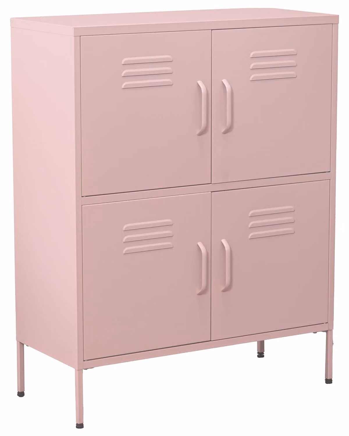 Mobile contenitore, 4 ante, metallo, rosa, 80x35x102 cm
