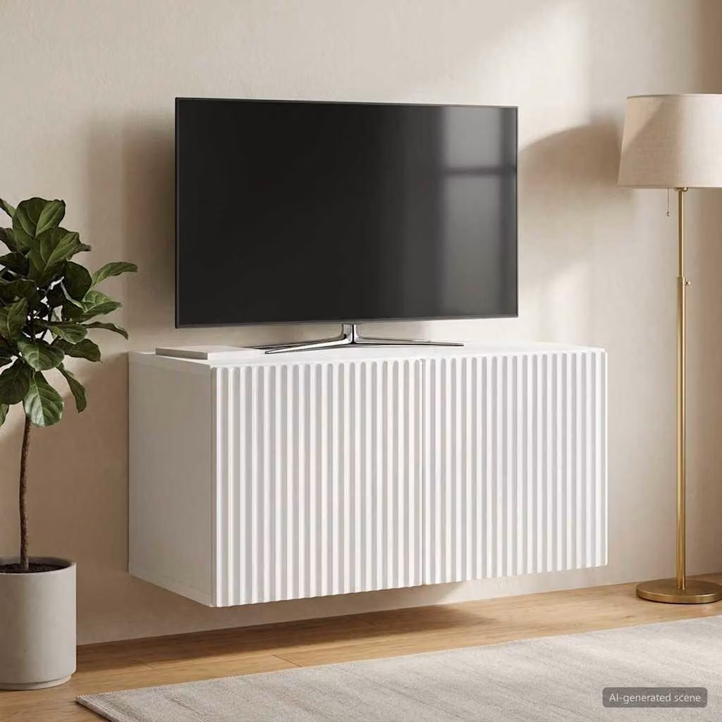 vidaXL Mobile Porta TV da Muro Bianco Moderno in MDF L: 59,5 cm, P: 31 cm, H: 30 cm