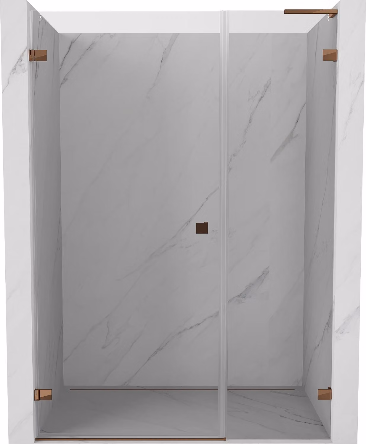 Mexen Lunar-B L porta doccia a battente sinistra 110 cm, trasparente, oro rosa - 832SL-110-050-60-00-L