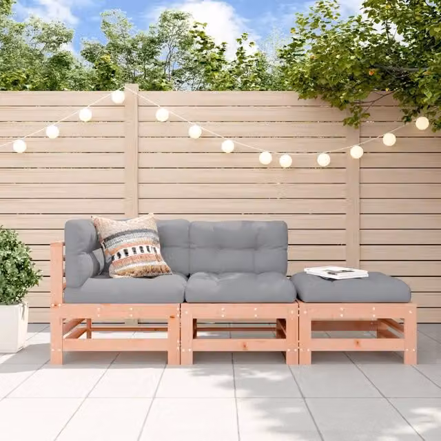 Set Divani Giardino 3pz con Cuscini Legno Massello di Douglas 3186037
