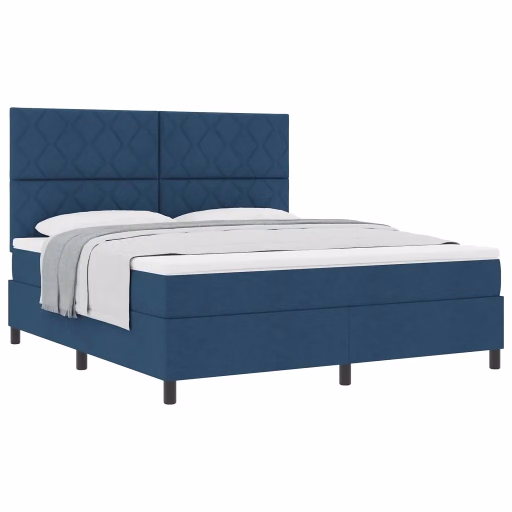 Letto a molle con testiera vidaXL in tessuto blu L: 180 cm, P: 200 cm, H: 203 cm – 2