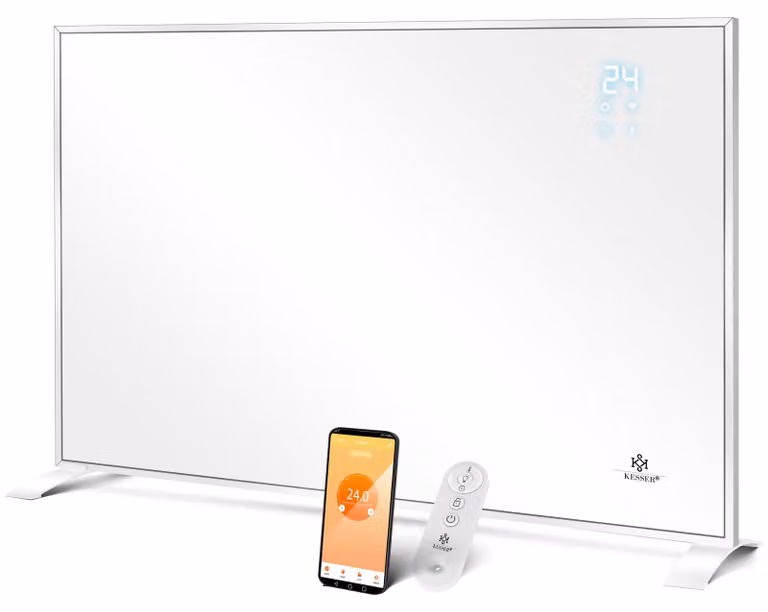 Riscaldamento a infrarossi KESSER® a risparmio energetico: modello da terra e da parete, riscaldamento elettrico con telecomando, termostato e controllo tramite app, pannello riscaldante elettrico, convettore, piedini di supporto