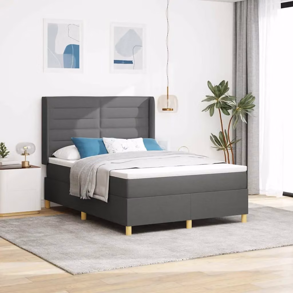 Letto a molle vidaXL con strisce LED e porta USB, Grigio, L/P/H: 140 x 190 x 280 cm – 1