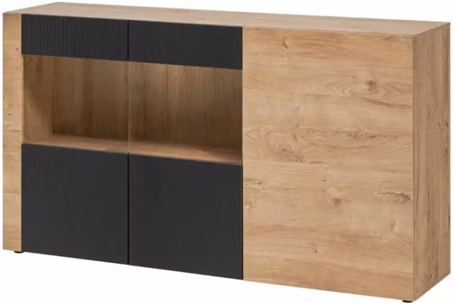 Buffet DOUM – Rovere chiaro e nero – L160 x H93 x P40 cm