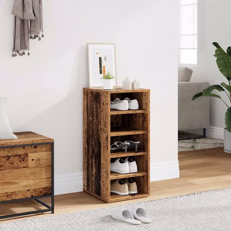 Mobile porta scarpe vidaXL in legno stile rustico, colore marrone, L/P/H: 32 x 35 x 70 cm
