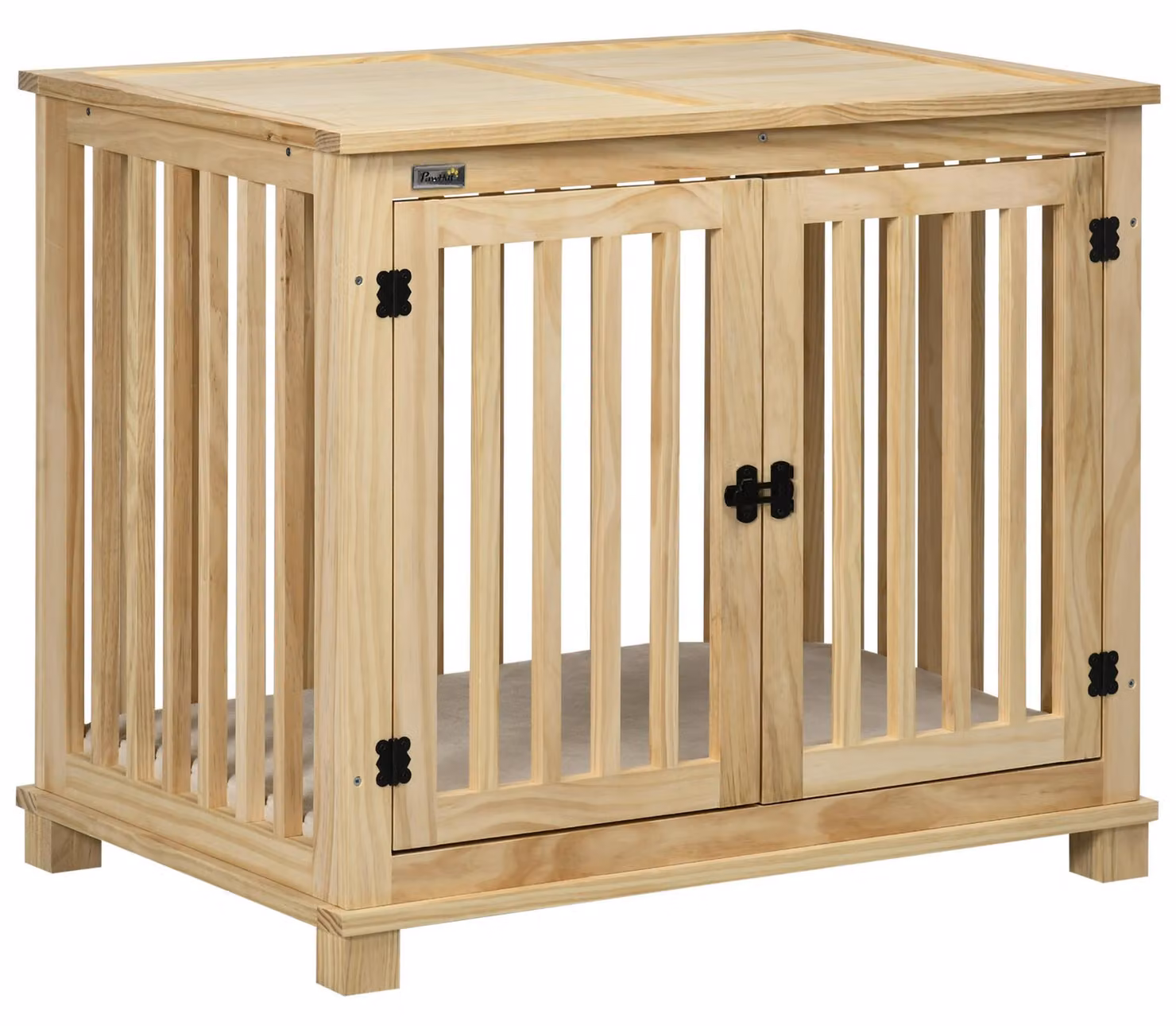 Trasportino per cani - Gabbia per cani - Cuccia per cani - Gabbia per animali - Cuscino per cani - Legno naturale - Include cuscino lavabile