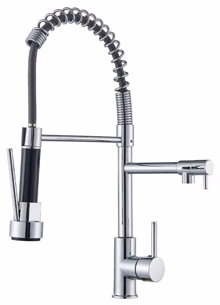 Miscelatore monocomando per cucina, con 2 tipi di getto, girevole a 360°, in ottone cromato