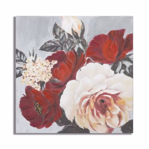 Quadri Moderni DIPINTO SU TELA RED FLOWER SQUARE CM 90X3,7X90 Mauro Ferretti