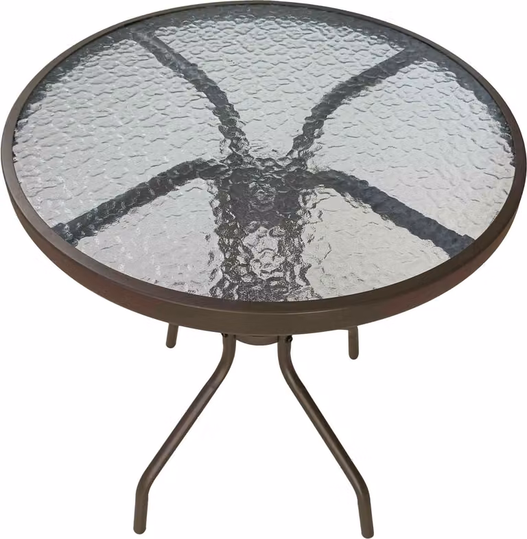 Tavolo da giardino Ibiza tavolo da balcone tavolo bistrot Ø60x70 cm rotondo metallo/vetro marrone