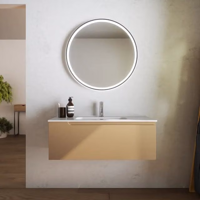 Mobile bagno sospeso 90 cm un cassetto sabbia opaco con lavabo | Ardenne