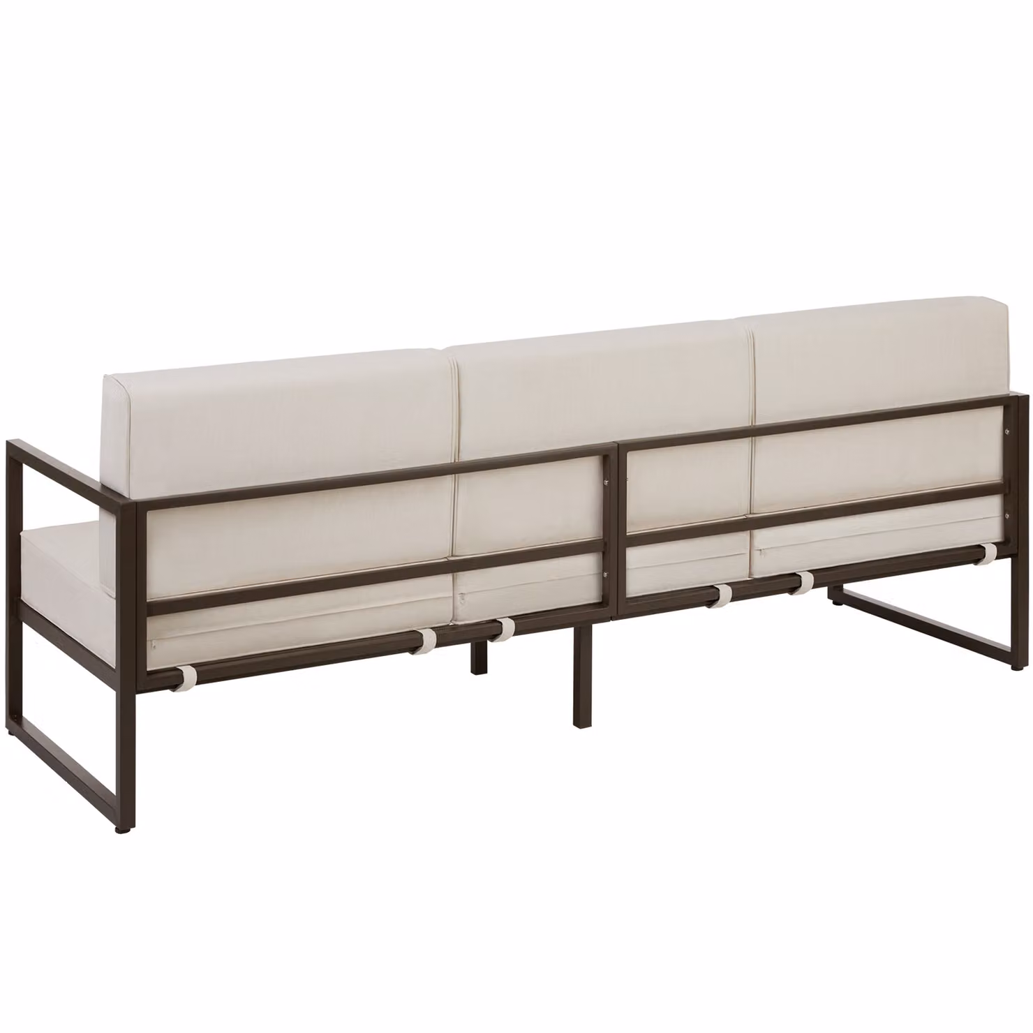 Divano da giardino Tectake Comosa a 3 posti con imbottitura in schiuma e coperture rimovibili, marrone e beige – 2