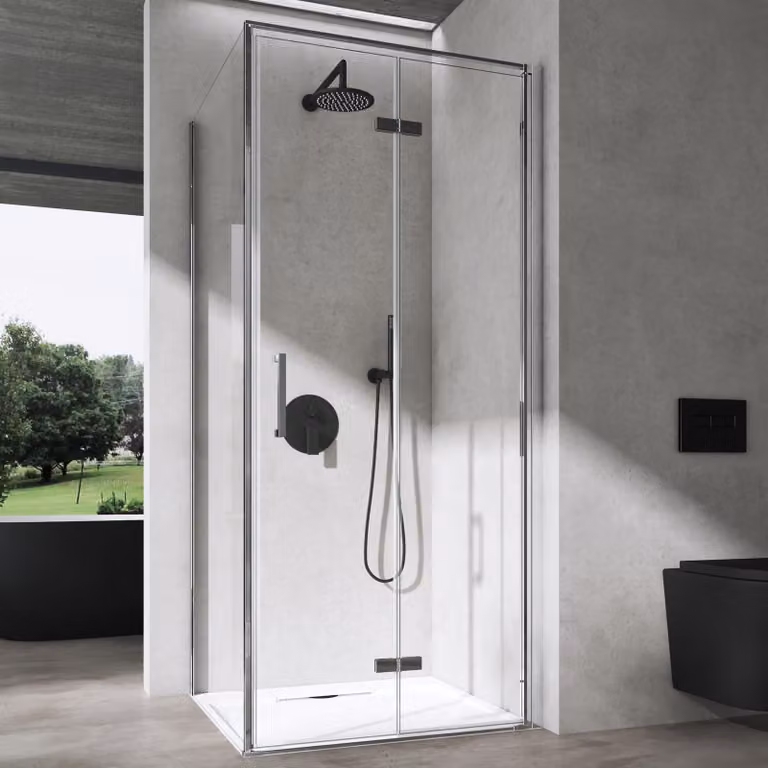 doporro Box Doccia 100x80cm, Cabina Bagno con Porta Pieghevole Vetro di Sicurezza ESG Vetro Trasparente Ravenna37K-Plus
