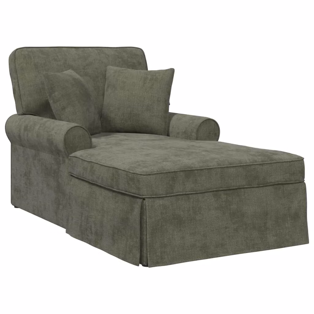 Chaise Longe Moderna vidaXL con Gonna e Cuscini, Verde, L: 157 cm, P: 91 cm, H: 91 cm – 2