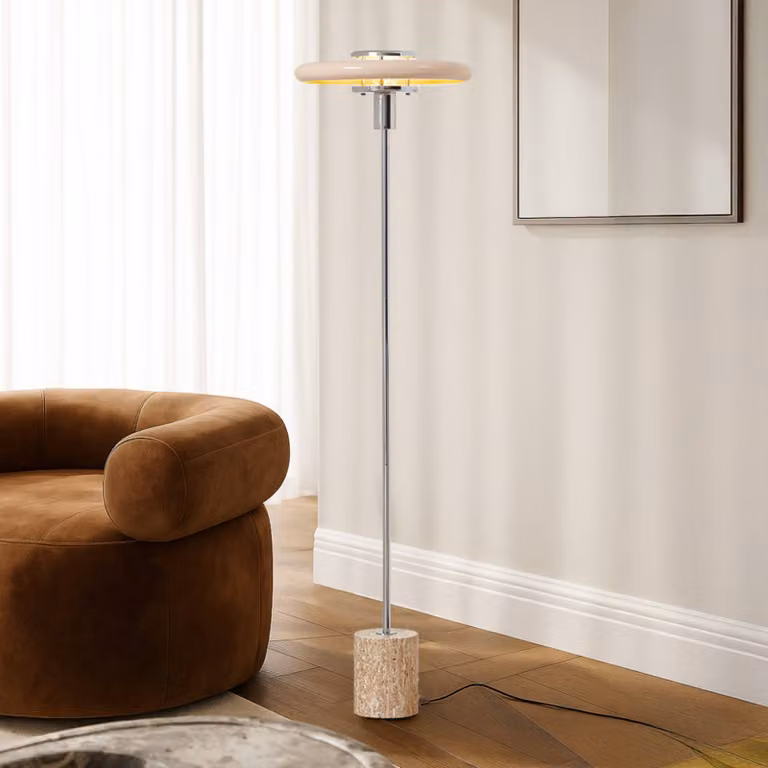 Lampada da terra Branford Lindby, Crema / Ambra, Soggiorno / Sala da pranzo, Metallo, Vintage, Lampada da terra
