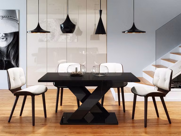 Tavolo da cucina allungabile JORPE - nero lucido