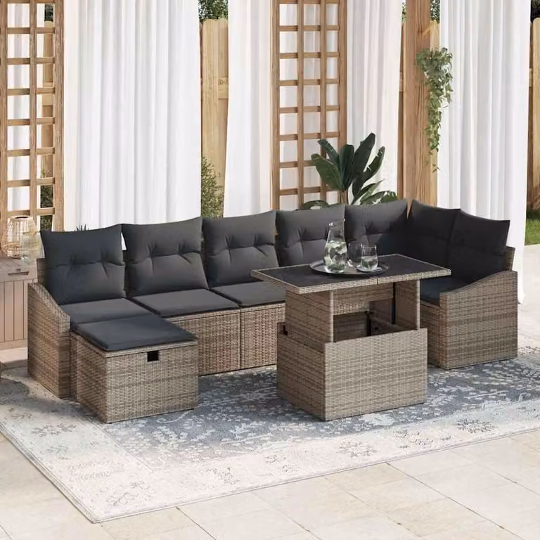 Maison Exclusive - Set da giardino composto da 8 pezzi, divano in rattan sintetico