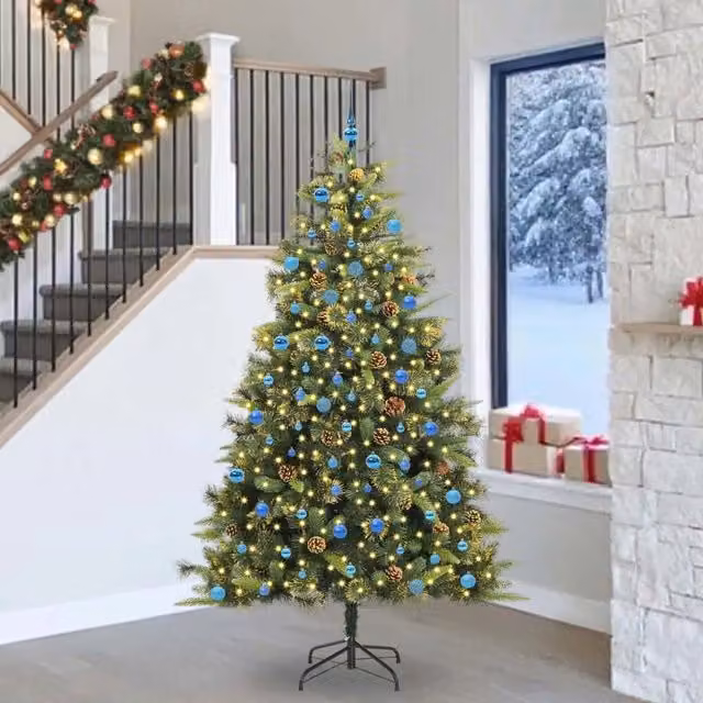Albero di Natale artificiale pieghevole con coni Verde 240 cm 3395114