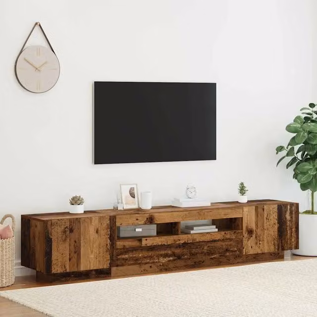 Mobile Porta TV con LED-Mobile per TV-Credenza TV Legno Antico 200x35x40 cm Truciolato
