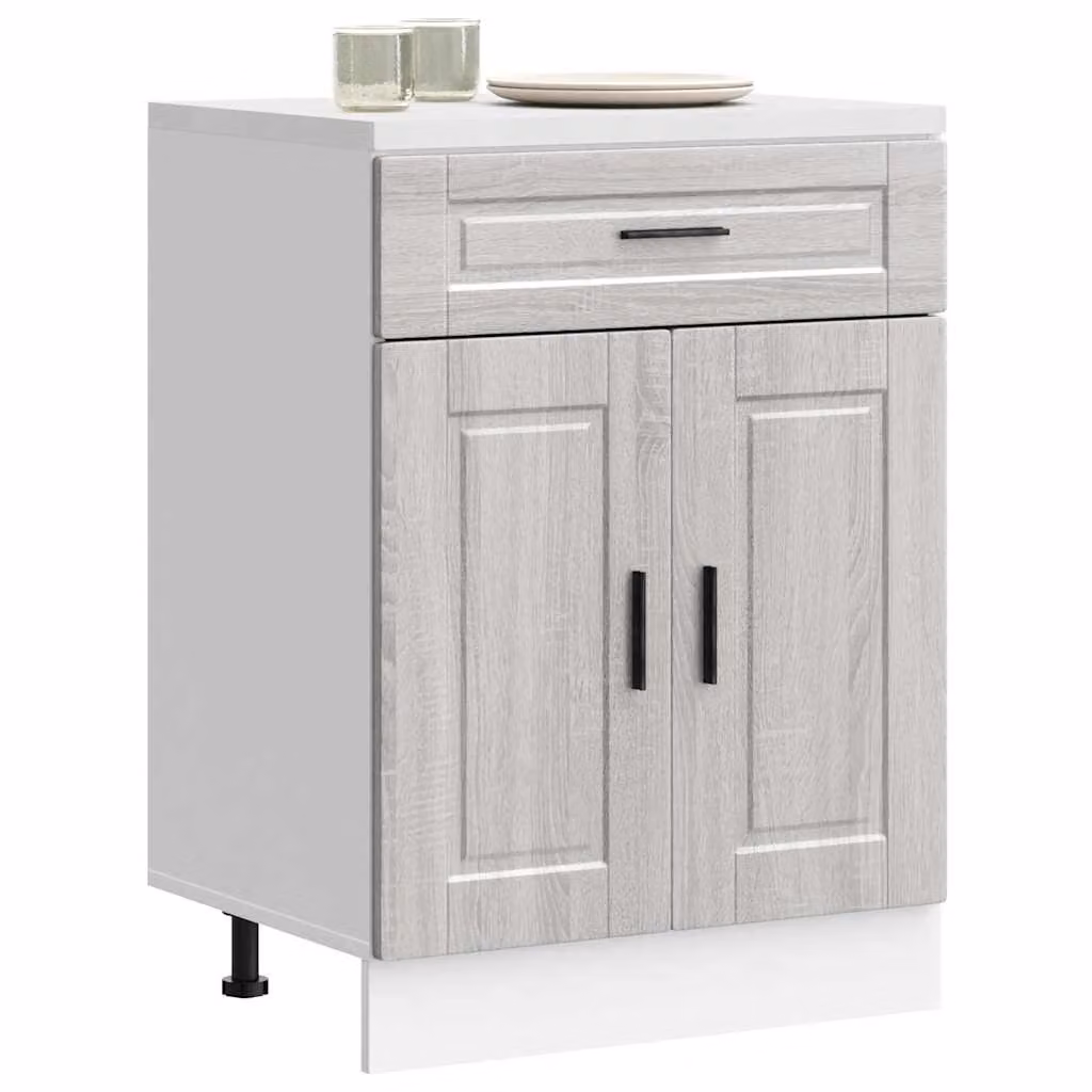 Base da cucina moderna vidaXL in legno multistrato e MDF, colore Grigio Sonoma, L: 60,0 cm, P: 46,0 cm, H: 81,5 cm