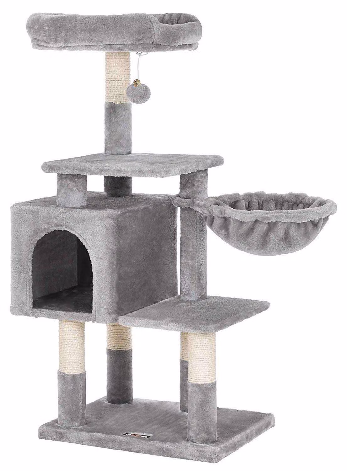 Albero per gatti multistrato – Tiragraffi – Torre da arrampicata – Grigio chiaro – 50 x 40 x 110 cm