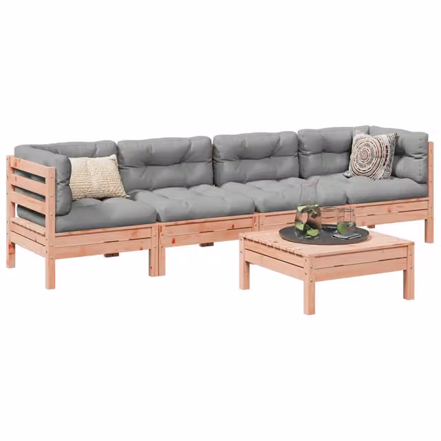 Set Divani Giardino 5 pz Cuscini Legno Massello Abete Douglas 3299284