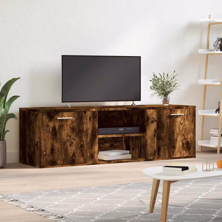 Mobile Porta TV vidaXL Rovere Fumo in Legno Multistrato e MDF, L: 120 cm, P: 34 cm, H: 37 cm