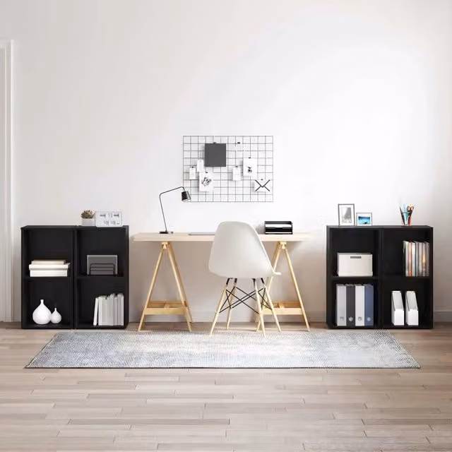 Set di 4 mobili TV moderni vidaXL in legno MDF color nero e rovere, L/P/H: 37 x 35 x 72 cm