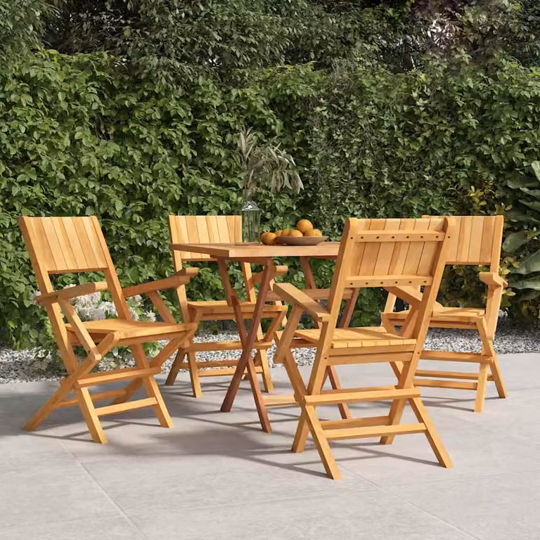 Set di 4 sedie pieghevoli vidaXL in legno di teak marrone con braccioli L/P/H: 55 x 61 x 90 cm