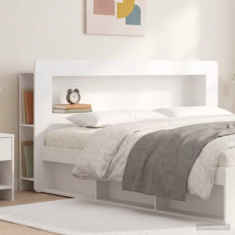 Testata del letto con ripiani integrati vidaXL in legno ingegnerizzato bianco