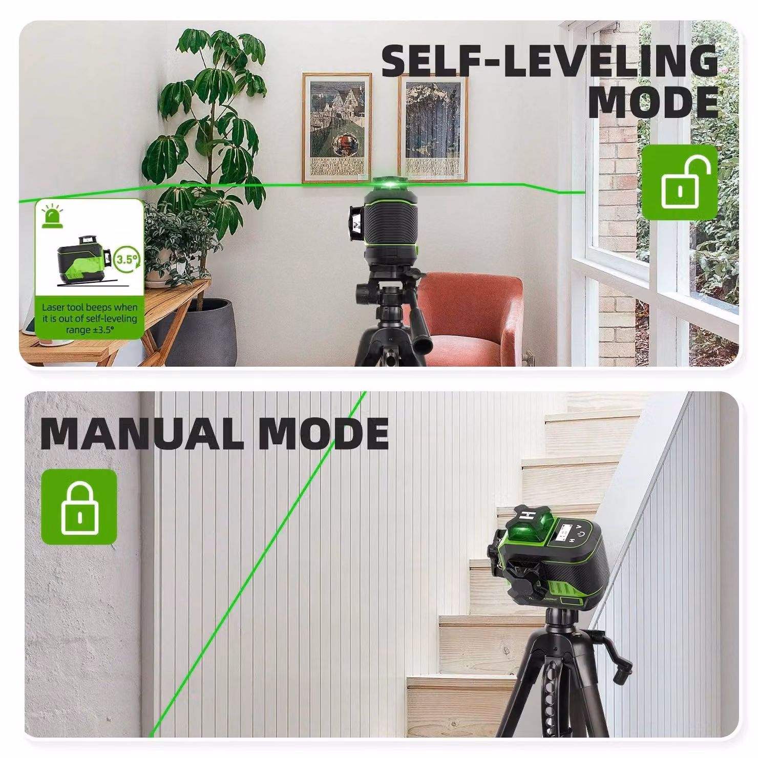 Livella laser a croce – Livella laser 3D – Autolivellante – Bluetooth – Grado di protezione IP54 – Con stativo