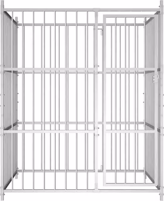 Canile da esterno vidaXL in metallo bianco e argento L/P/H: 150 x 150 x 185 cm